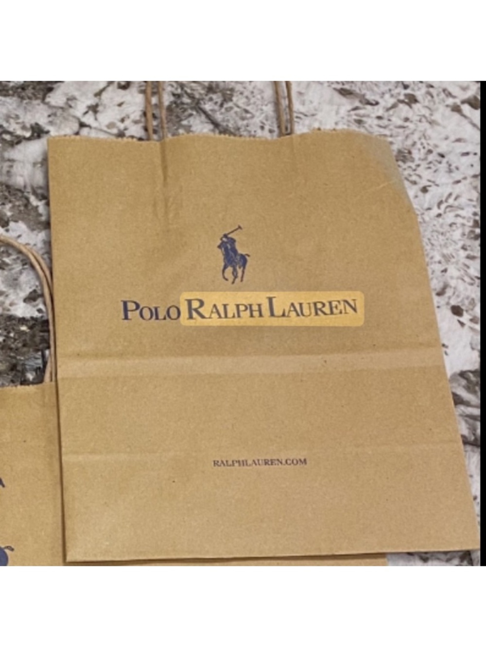 Polo by Ralph Lauren Kraft Brown Tote with Navy Logo 18 X12. 14X8 2 bags